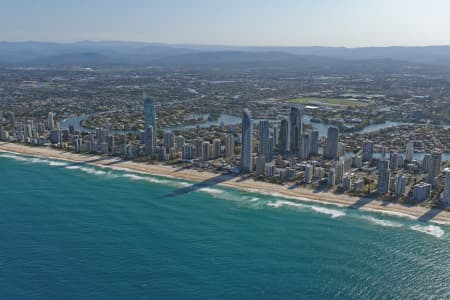 Aerial Image of SURFERS PARADISE SKYLINE FROM THE EAST