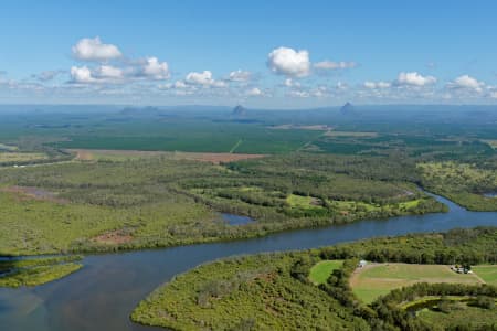 Aerial Image of GLASS HOUSE MOUNTAINS FROM THE EAST