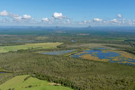Aerial Image of GLASS HOUSE MOUNTAINS FROM THE EAST