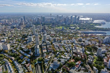 Aerial Image of DARLINGHURST LOOKING WEST TOWARDS SYDNEY CBD