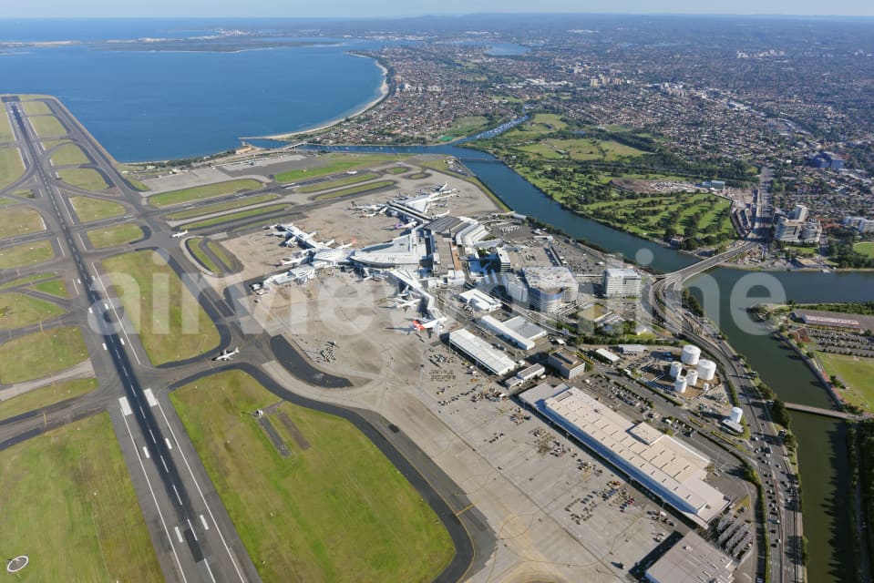 Aerial Image of Sydney Airport Looking South-West