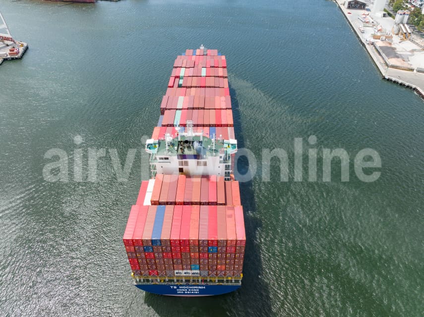 Aerial Image of Cargo Ship on Yarra River, West Melbourne