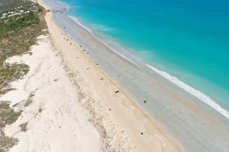 Aerial Image of CABLE BEACH, LOOKING DOWN UPON CARS DOTTED ALONG THE SANDS