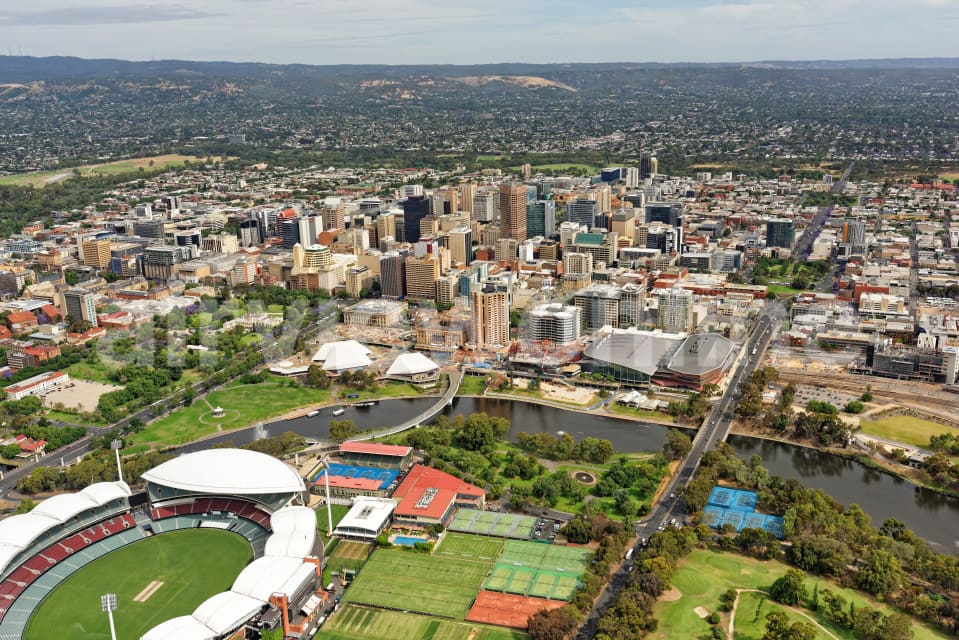 Aerial Image of Adelaide CBD From Above Memorial Drive