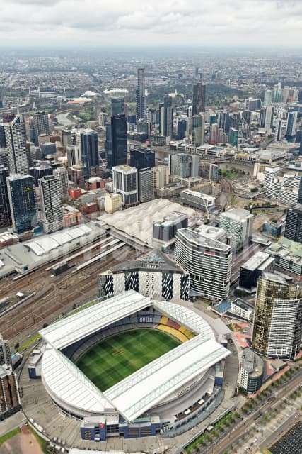 Aerial Image of Etihad Stadium And Melbourne CBD