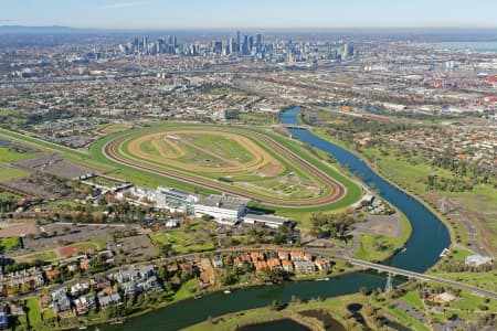 Aerial Image of FLEMINGTON RACECOURSE LOOKING SOUTH-EAST TO MELBOURNE CBD