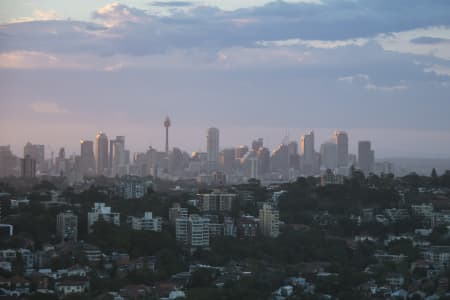 Aerial Image of BONDI, TAMARAMA & SYDNEY SILHOUETTES AT DUSK