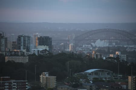 Aerial Image of BONDI, TAMARAMA & SYDNEY SILHOUETTES AT DUSK