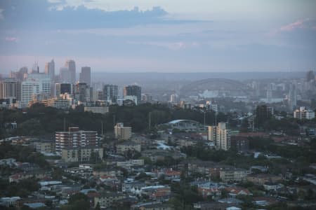 Aerial Image of BONDI, TAMARAMA & SYDNEY SILHOUETTES AT DUSK