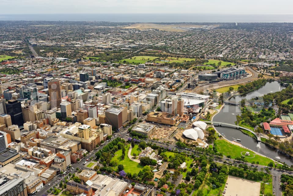 Aerial Image of University Of Adelaide Looking South-West To Adelaide CBD
