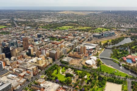 Aerial Image of UNIVERSITY OF ADELAIDE LOOKING SOUTH-WEST TO ADELAIDE CBD