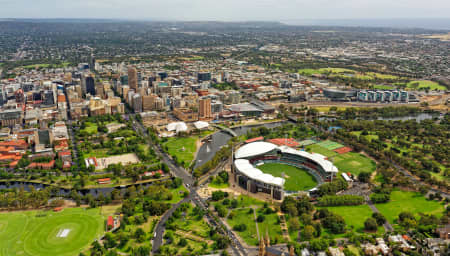 Aerial Image of NORTH ADELAIDE LOOKNG SOUTH TO ADELAIDE OVAL AND CBD