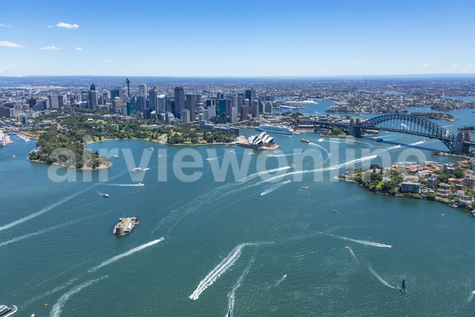 Aerial Image of Boats , Ships And Cruises On Sydney Harbour