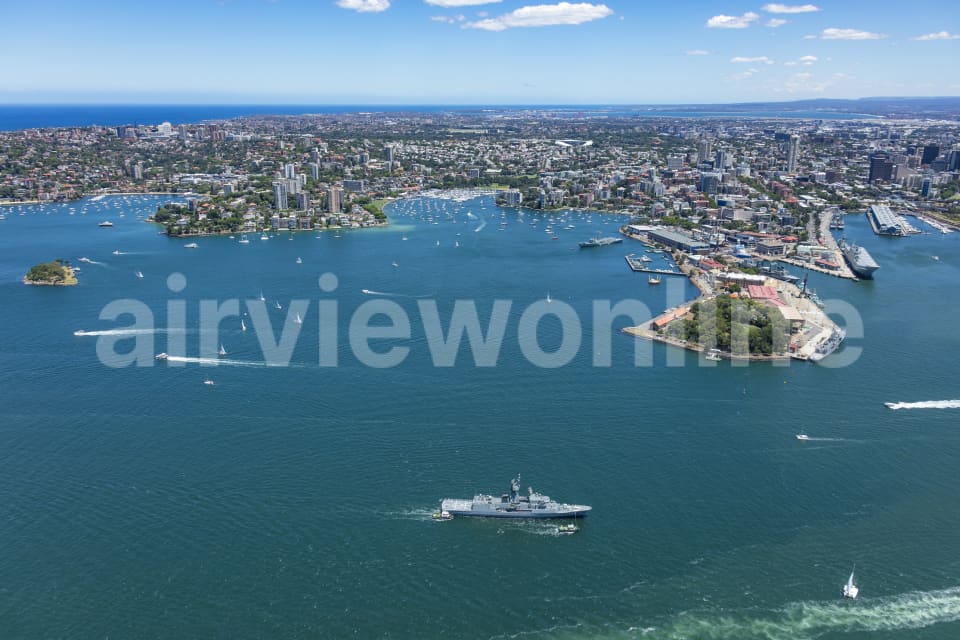 Aerial Image of Navy Ship Sydney Harbour