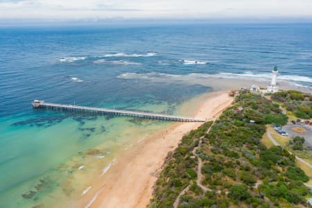 Aerial Image of POINT LONSDALE JETTY AND LIGHTHOUSE