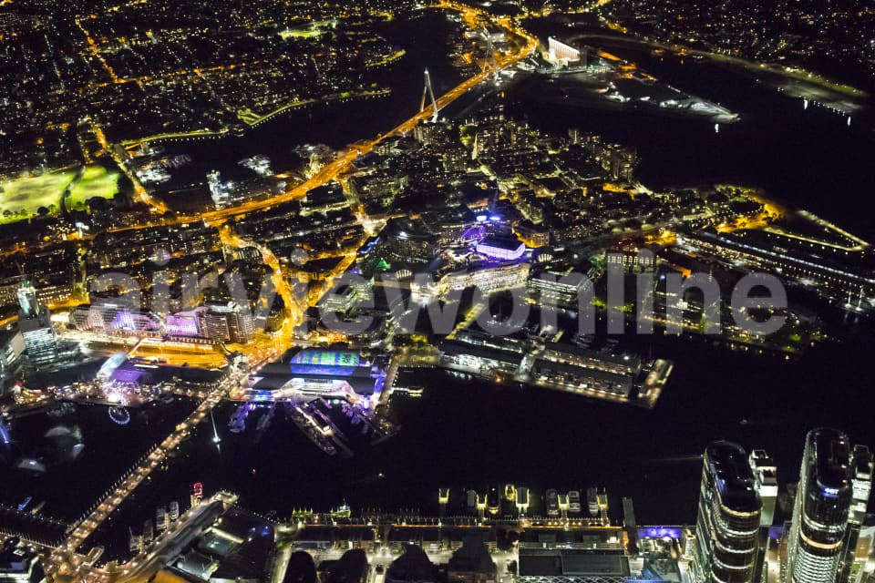 Aerial Image of Darling Harbour Night Shoot At Vivid