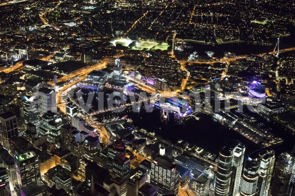 Aerial Image of Darling Harbour Night Shoot At Vivid