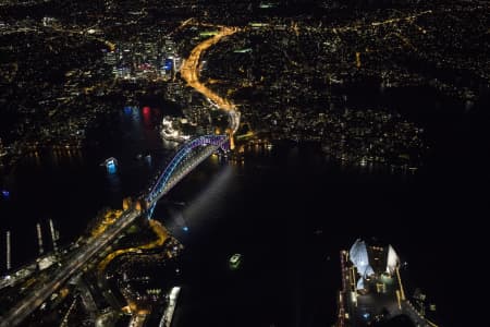 Aerial Image of ICONIC SYDNEY HARBOUR NIGHT SHOOT AT VIVID