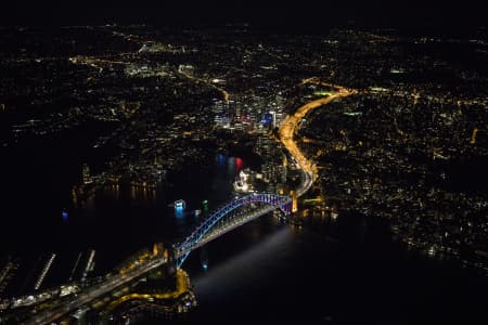 Aerial Image of ICONIC SYDNEY HARBOUR NIGHT SHOOT AT VIVID