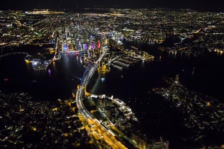 Aerial Image of ICONIC SYDNEY HARBOUR NIGHT SHOOT AT VIVID