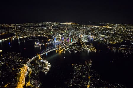 Aerial Image of ICONIC SYDNEY HARBOUR NIGHT SHOOT AT VIVID