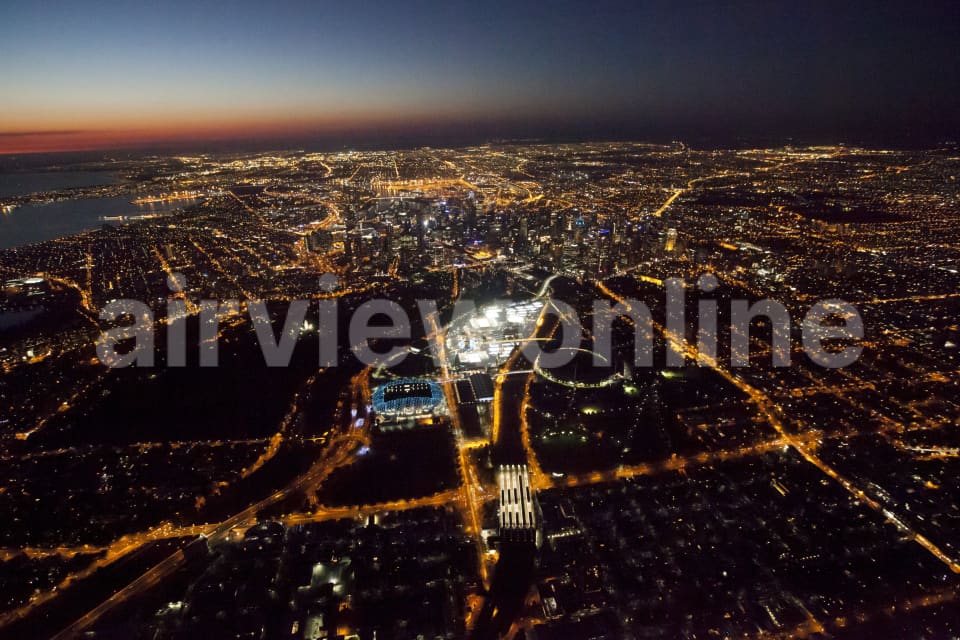 Aerial Image of Melbourne At Night