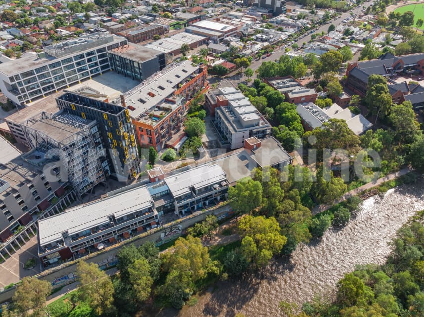 Aerial Image of Buildings alongside the Yarra River in Abbotsford