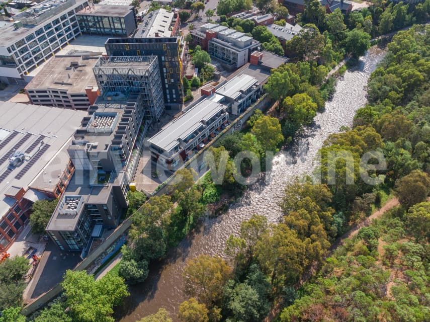 Aerial Image of Buildings alongside the Yarra River in Abbotsford