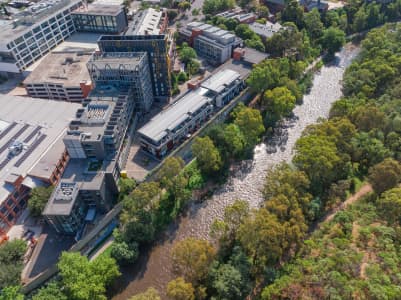 Aerial Image of BUILDINGS ALONGSIDE THE YARRA RIVER IN ABBOTSFORD