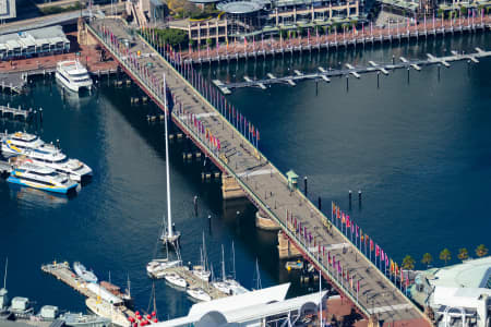 Aerial Image of PYRMONT BRIDGE DARLING HARBOUR DURING COVID-19