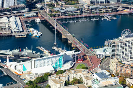 Aerial Image of PYRMONT BRIDGE DARLING HARBOUR DURING COVID-19