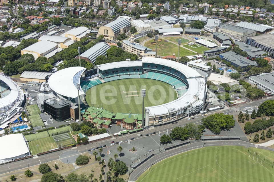 Aerial Image of Allianz Stadium And Sydney Cricket Ground At The Entertainment Quarter Moore Park