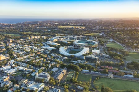 Aerial Image of ALLIANZ STADIUM & SGC MOORE PARK DUSK