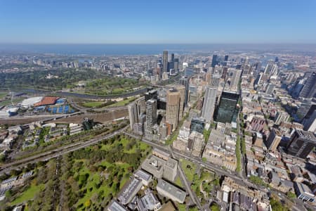 Aerial Image of EAST MELBOURNE LOOKING SOUTH-WEST OVER CBD