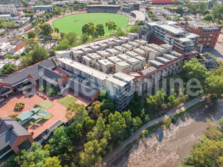 Aerial Image of Buildings along the Yarra river in Abbotsford
