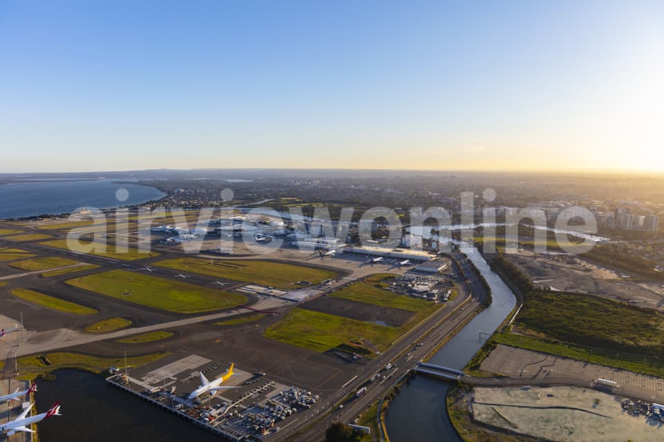 Aerial Image of Sydney Airport Dusk