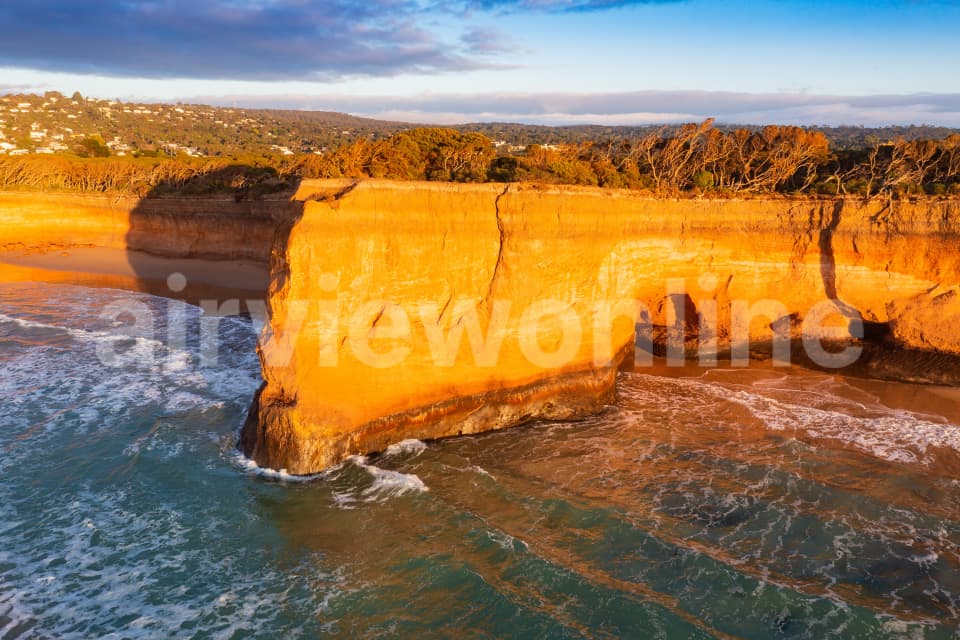 Aerial Image of Crumbling Sea cliffs at Anglesea