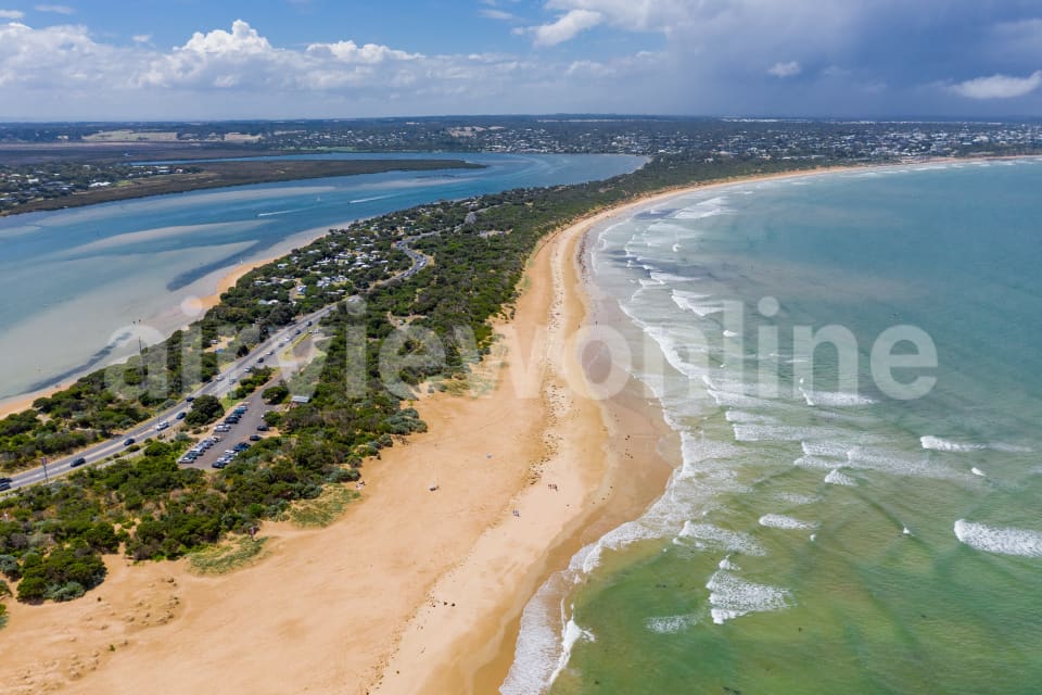 Aerial Image of RAAFs Beach, Ocean Grove and Barwon River