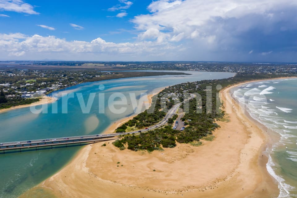 Aerial Image of RAAFs Beach, Barwon Heads Bridge and Barwon River