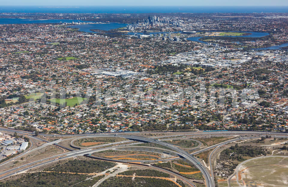 Aerial Image of Perth Airport towards Perth CBD