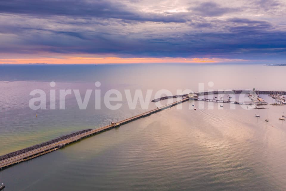 Aerial Image of St Kilda Pier at sunset
