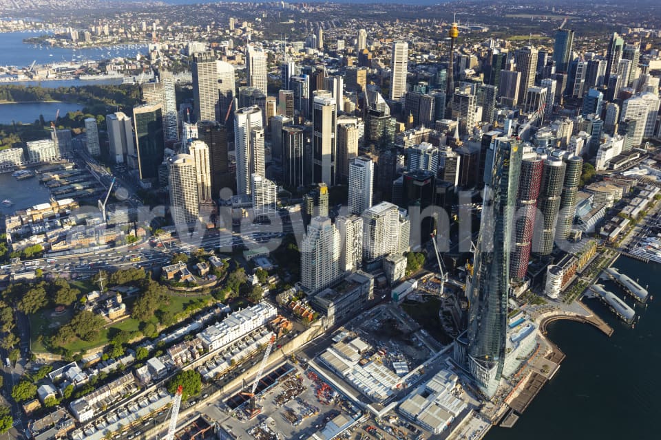 Aerial Image of Barangaroo and Sydney CBD Golden Light