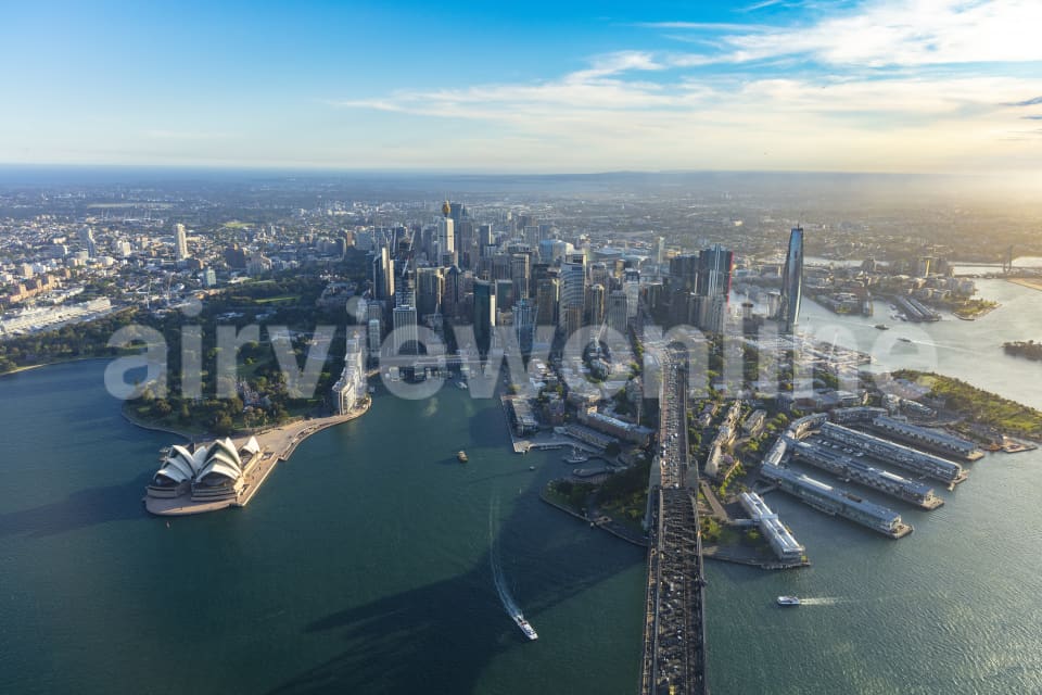 Aerial Image of Sydney CBD Golden Light