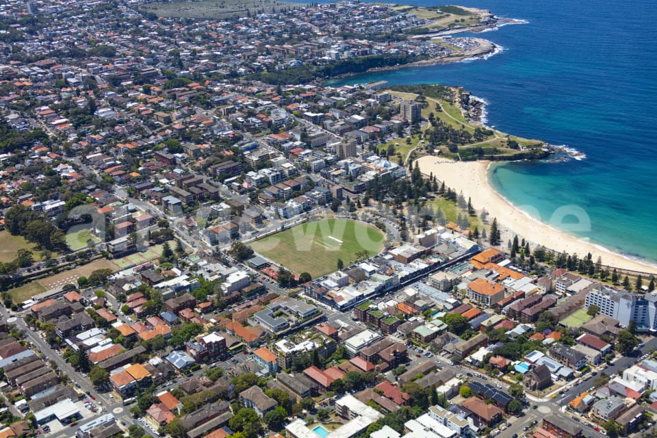 Aerial Image of Coogee Beach, Shops and Homes