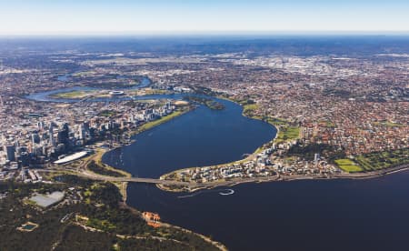Aerial Image of SOUTH PERTH WITH PERTH CITY