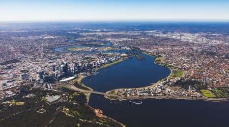 Aerial Image of SOUTH PERTH WITH PERTH CITY