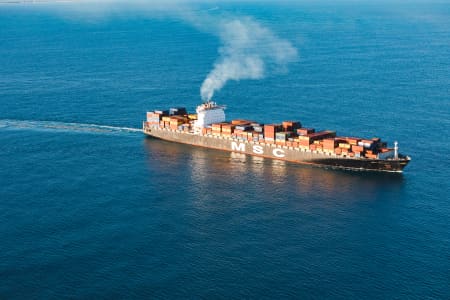 Aerial Image of MSC SHIP LEAVING FREMANTLE PORT