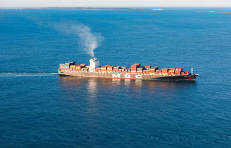 Aerial Image of MSC SHIP LEAVING FREMANTLE PORT