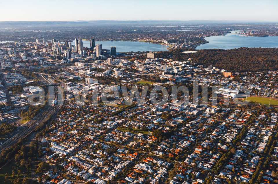 Aerial Image of West Leederville towards Perth CBD