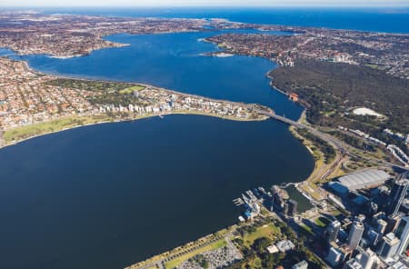 Aerial Image of PERTH CITY LOOKING AT SOUTH PERTH